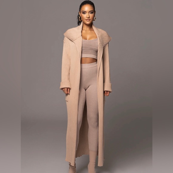 Tan Carmela Rib Knit Cardigan - Picture 1 of 5